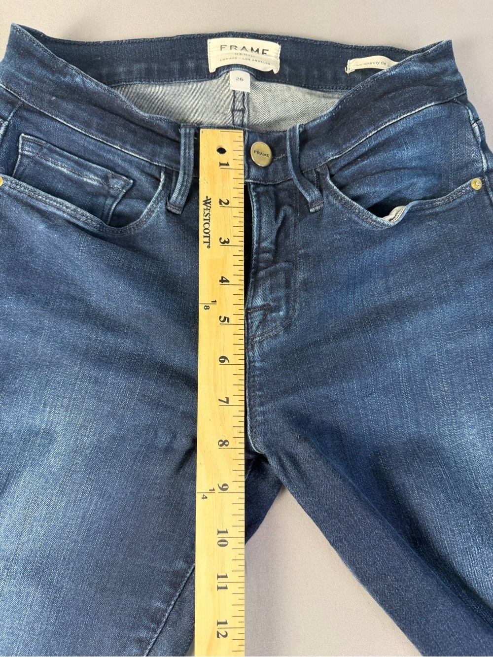 Frame Denim Women's Dark Blue High-Rise Le Skinny De Jeanne Jeans Size 26 - Picture 5 of 10